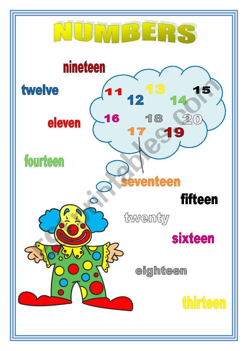 numbers 11 - 20 matching worksheet