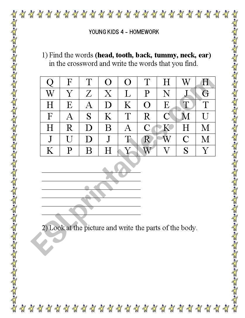 Parts of the body worksheet