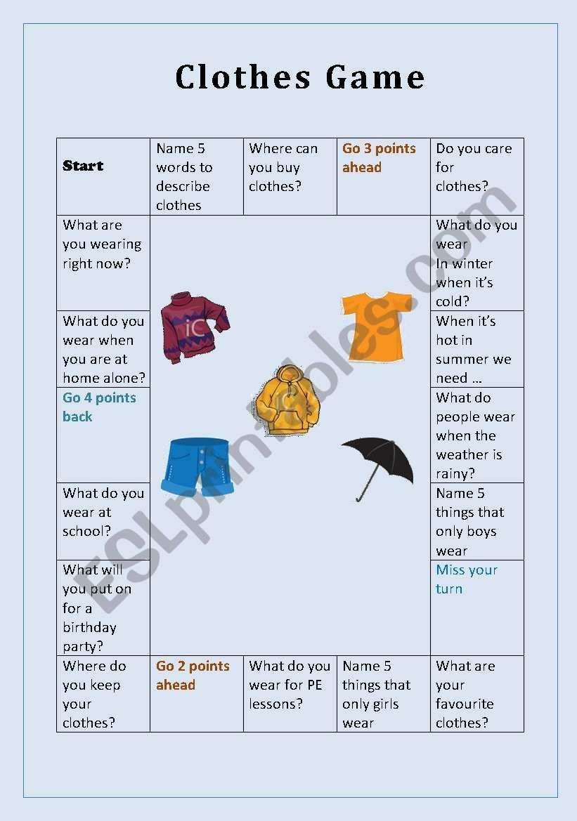 Clothes Game worksheet