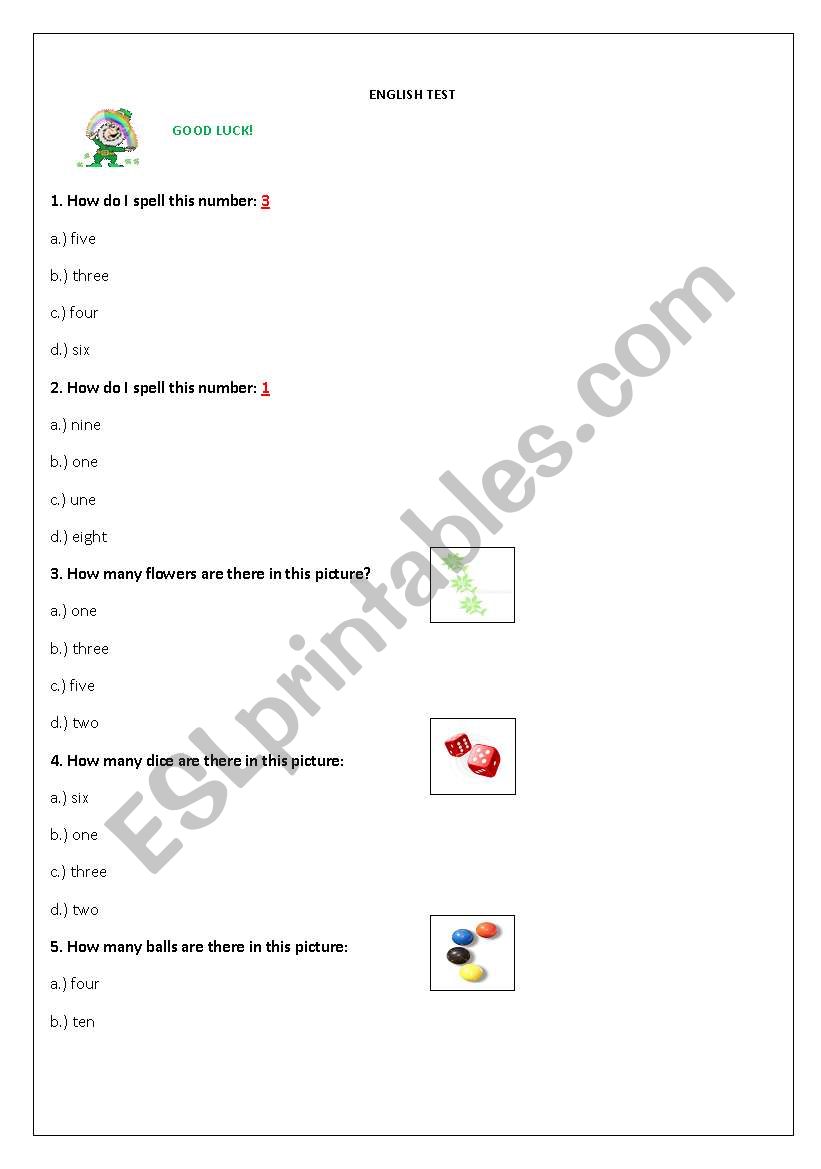 Test 2nd Grade worksheet