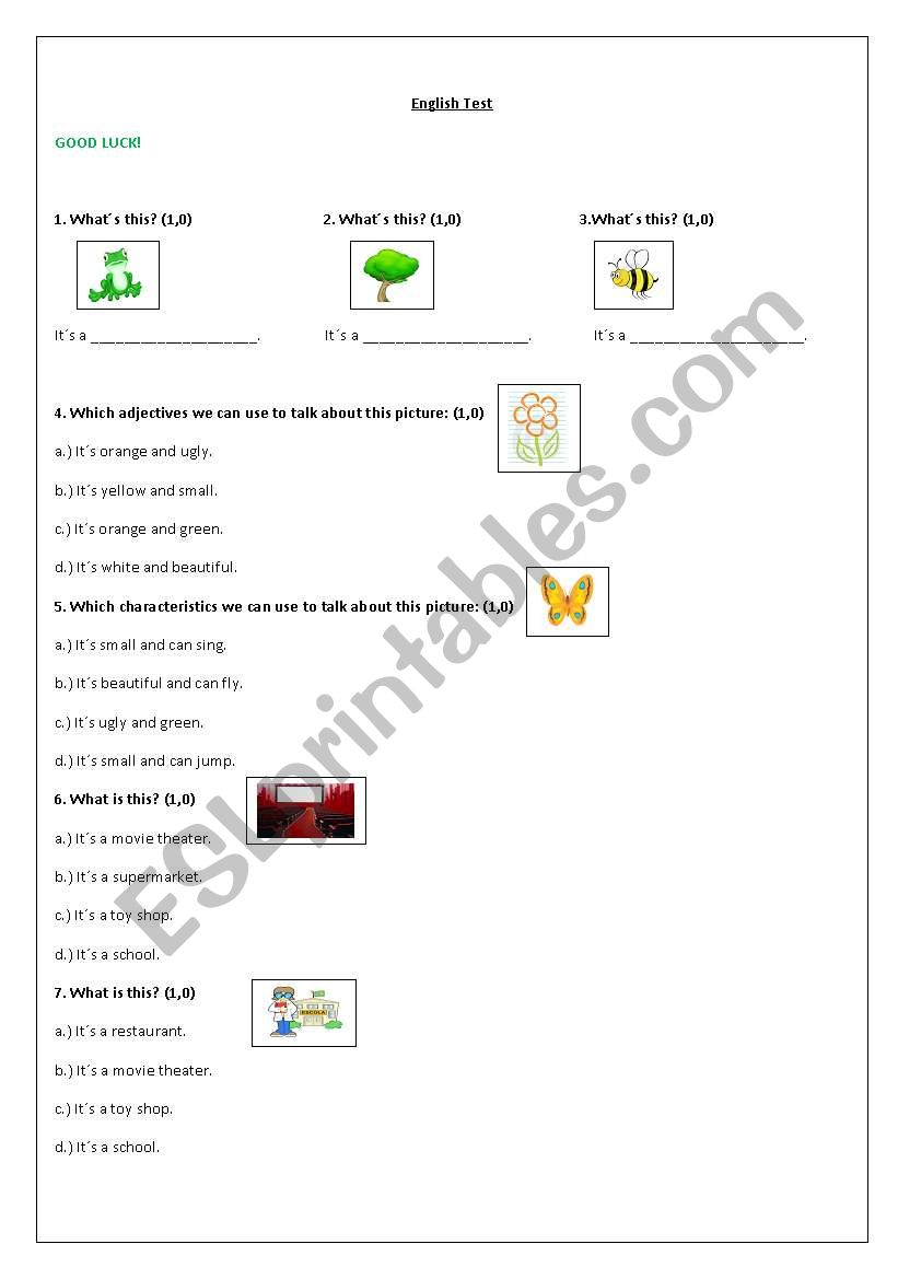 Test 3rd grade worksheet