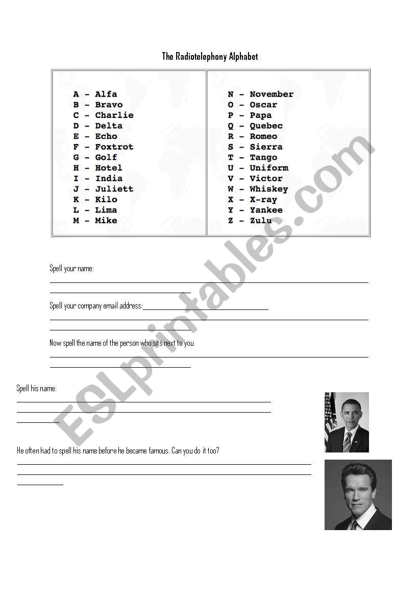 The Radio Alphabet worksheet