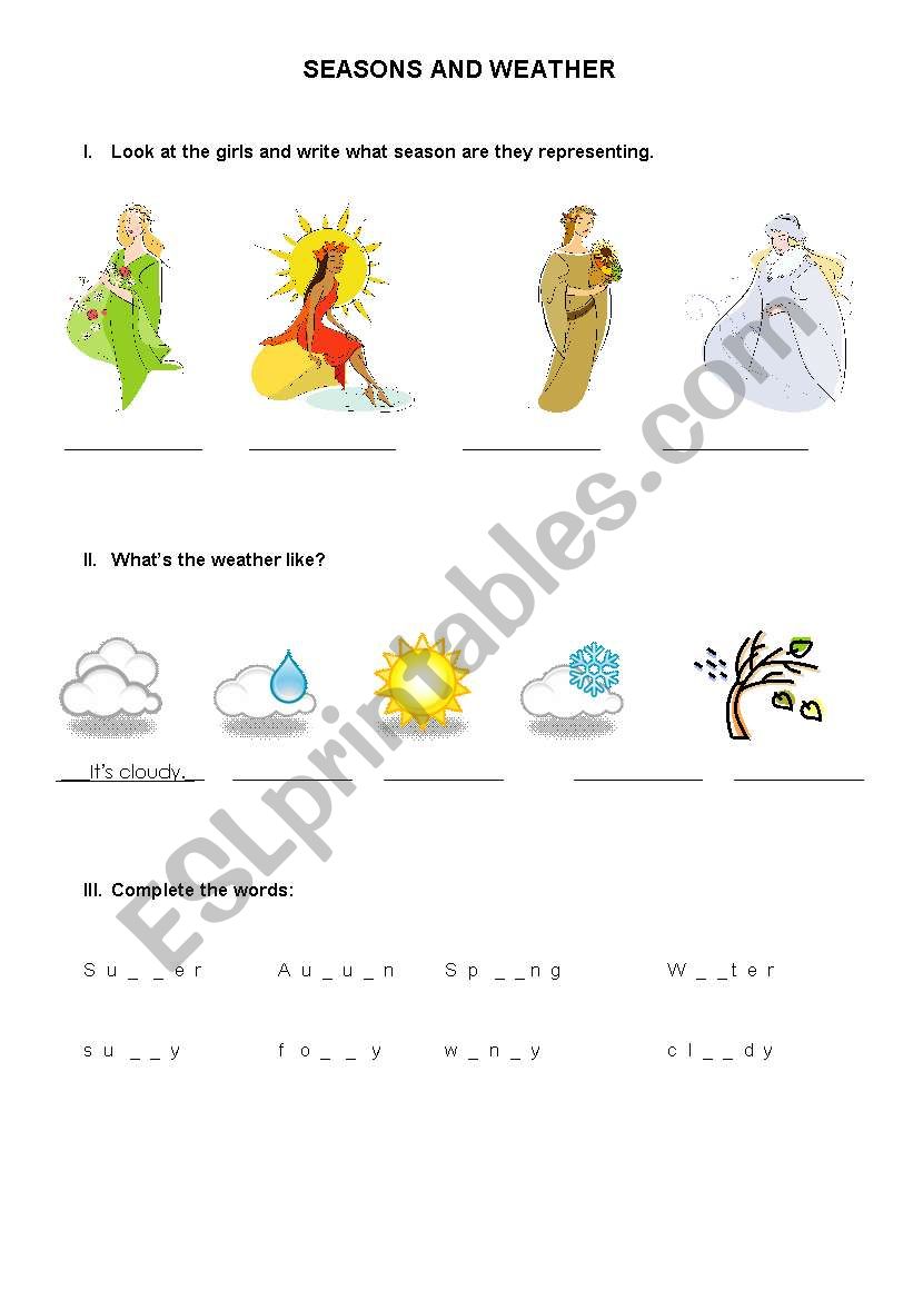 SEASONS AND WEATHER worksheet