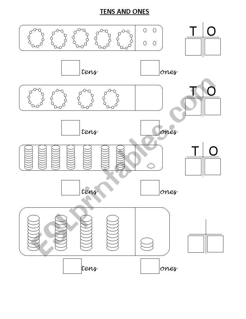 Numbers- Tens and ones worksheet