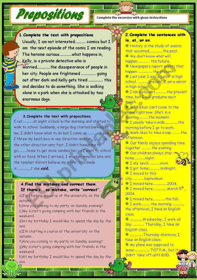 PREPOSITIONS worksheet