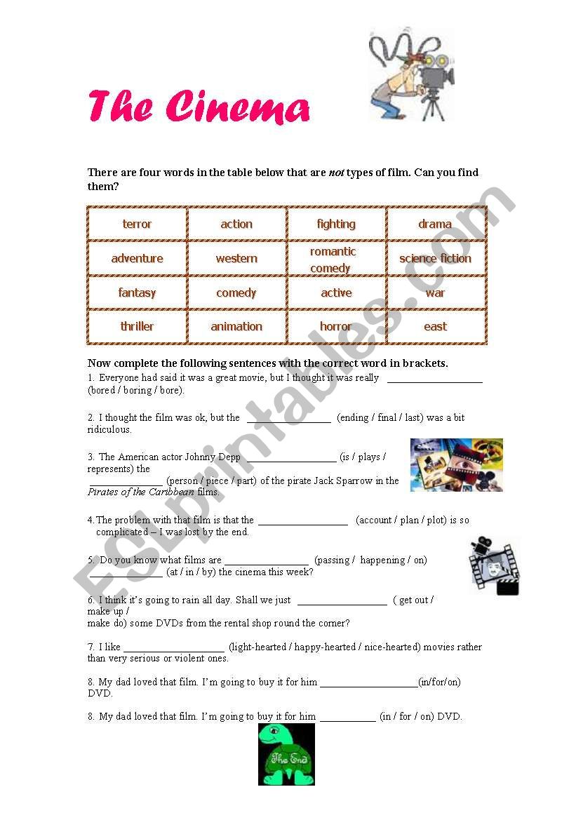 The cinema worksheet