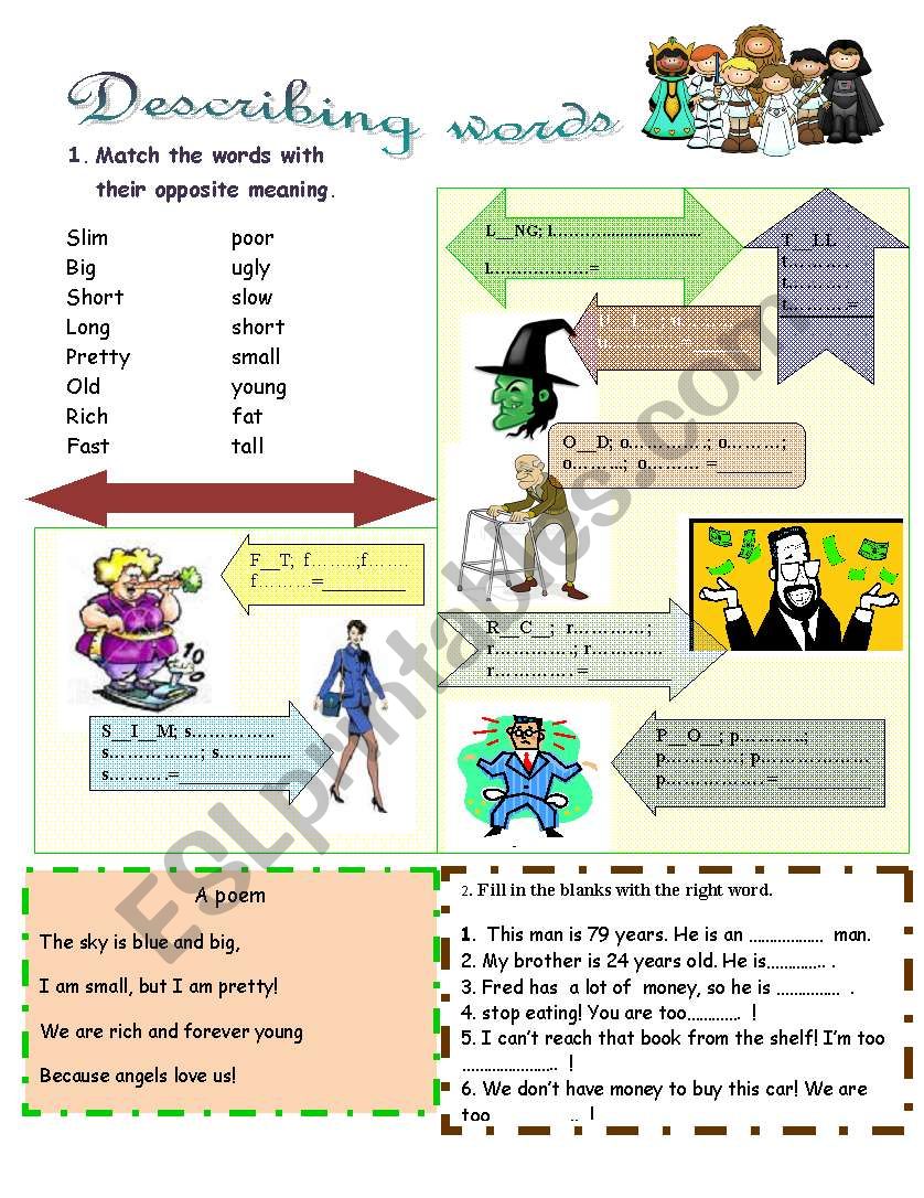 describing-words-esl-worksheet-by-elishor