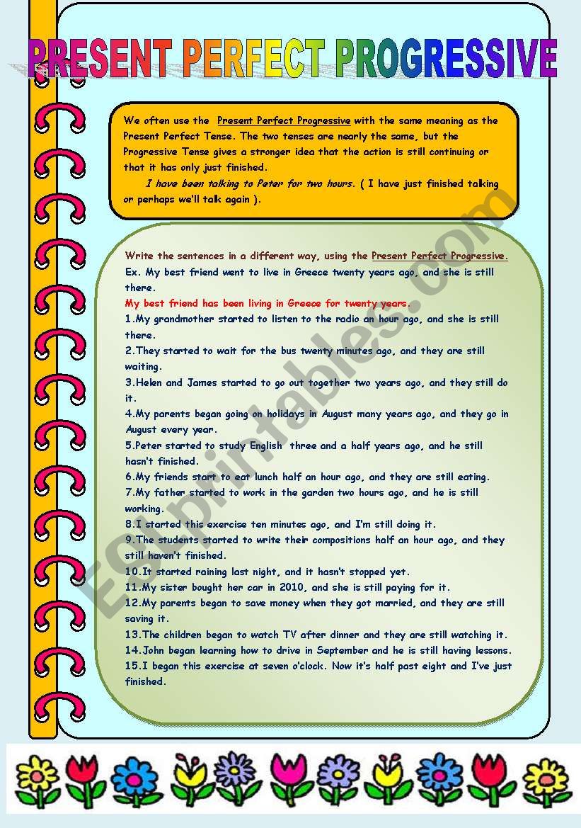 Present Perfect Progressive worksheet