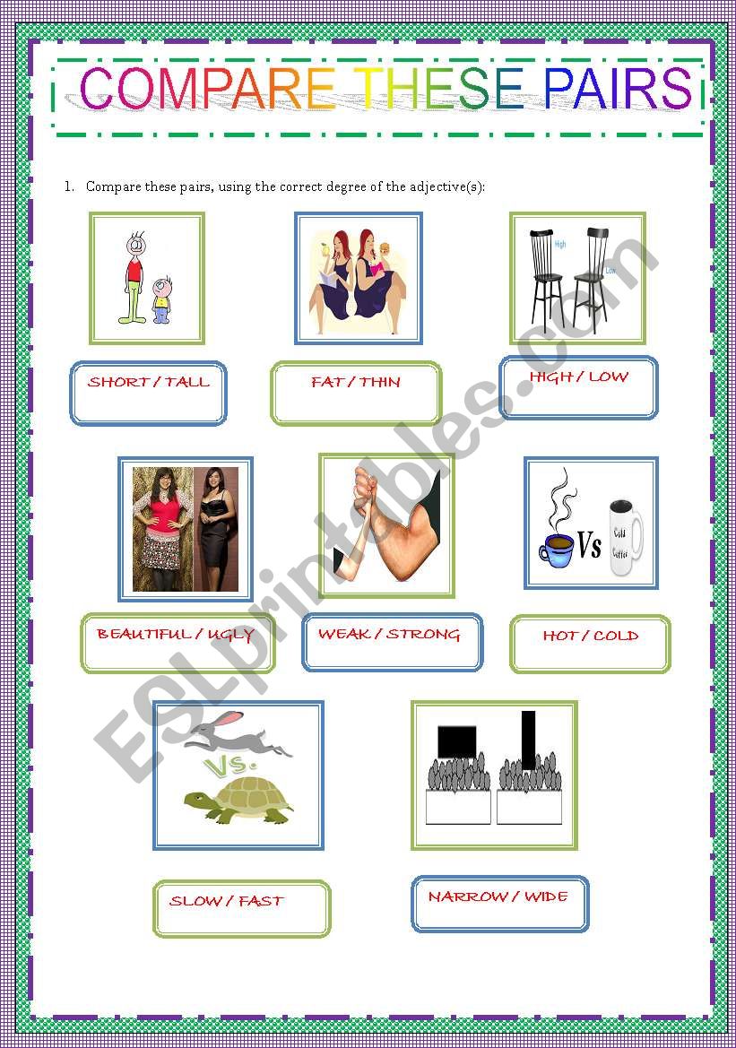 COMPARE THESE PAIRS worksheet