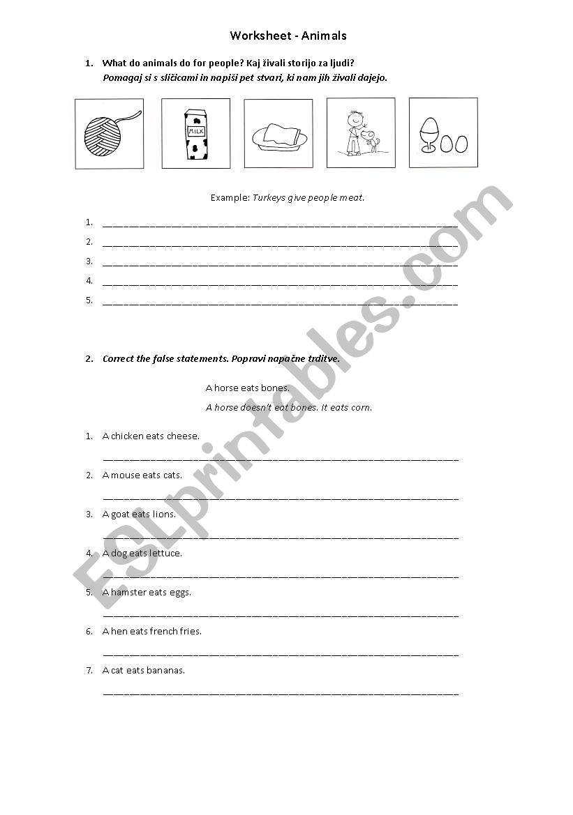 Vocabulary on animals worksheet