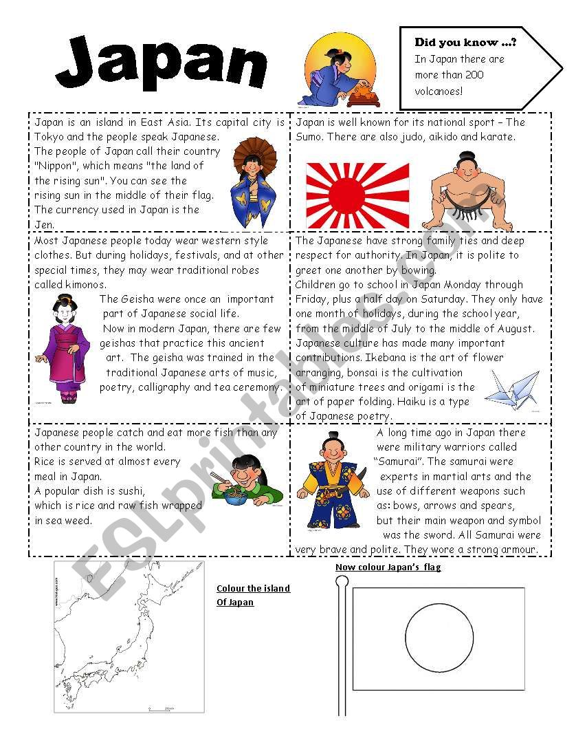 Japan Map Worksheet