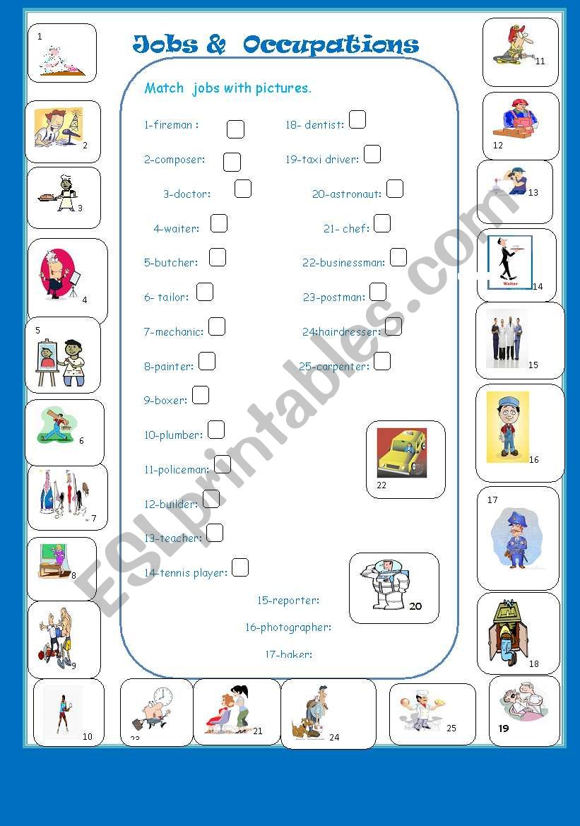 Jobs and occupations worksheet