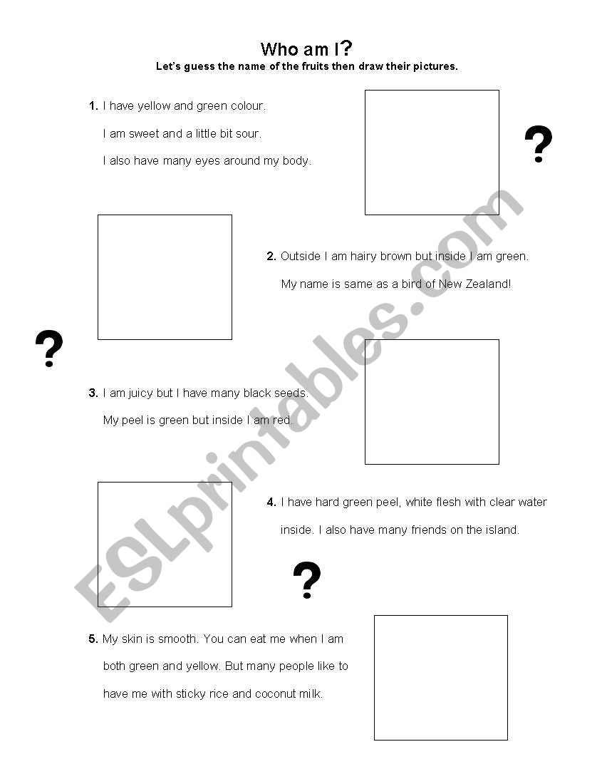 Who am T? worksheet