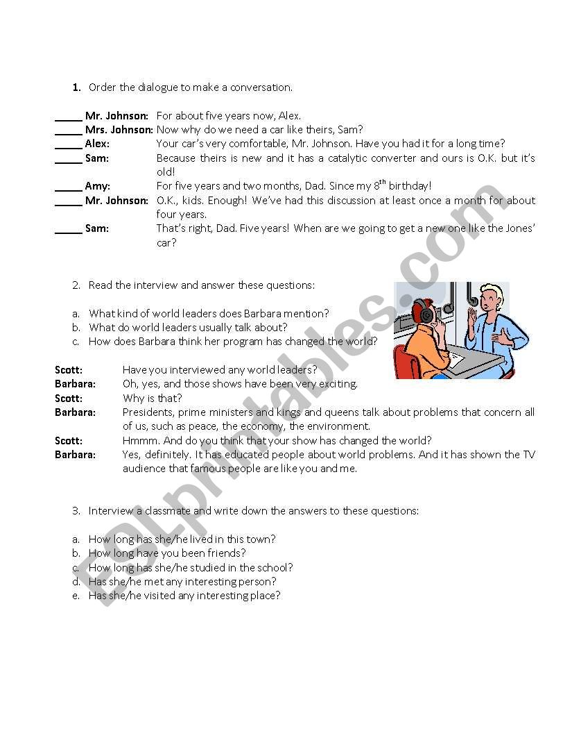Present perfect conversation example sale