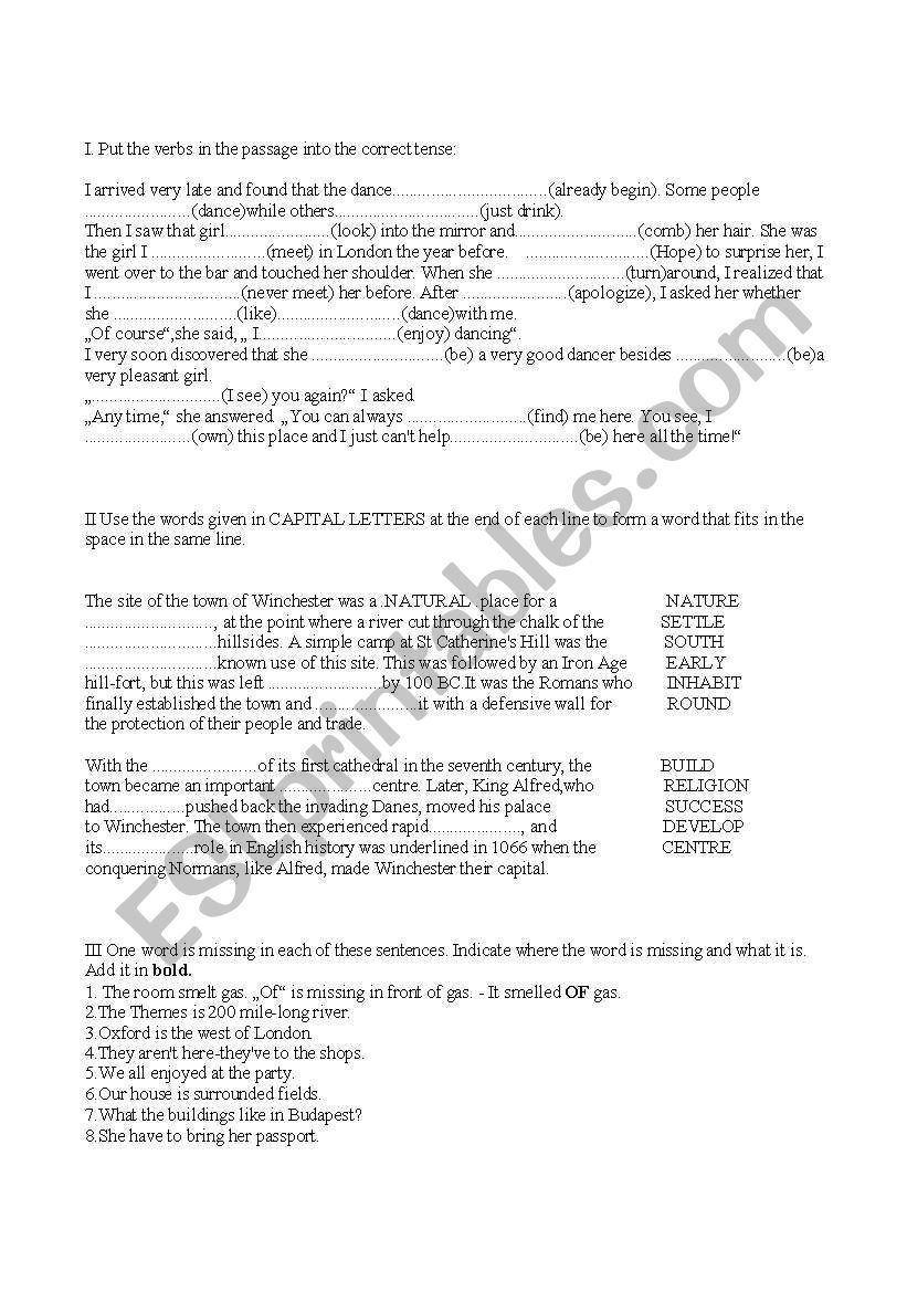 Past Simple/Past Perfect worksheet