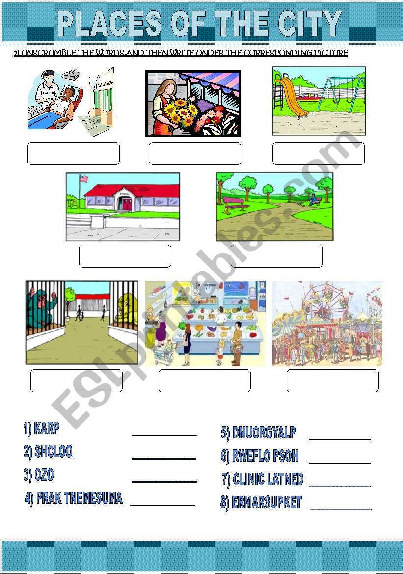 CITY PLACES worksheet