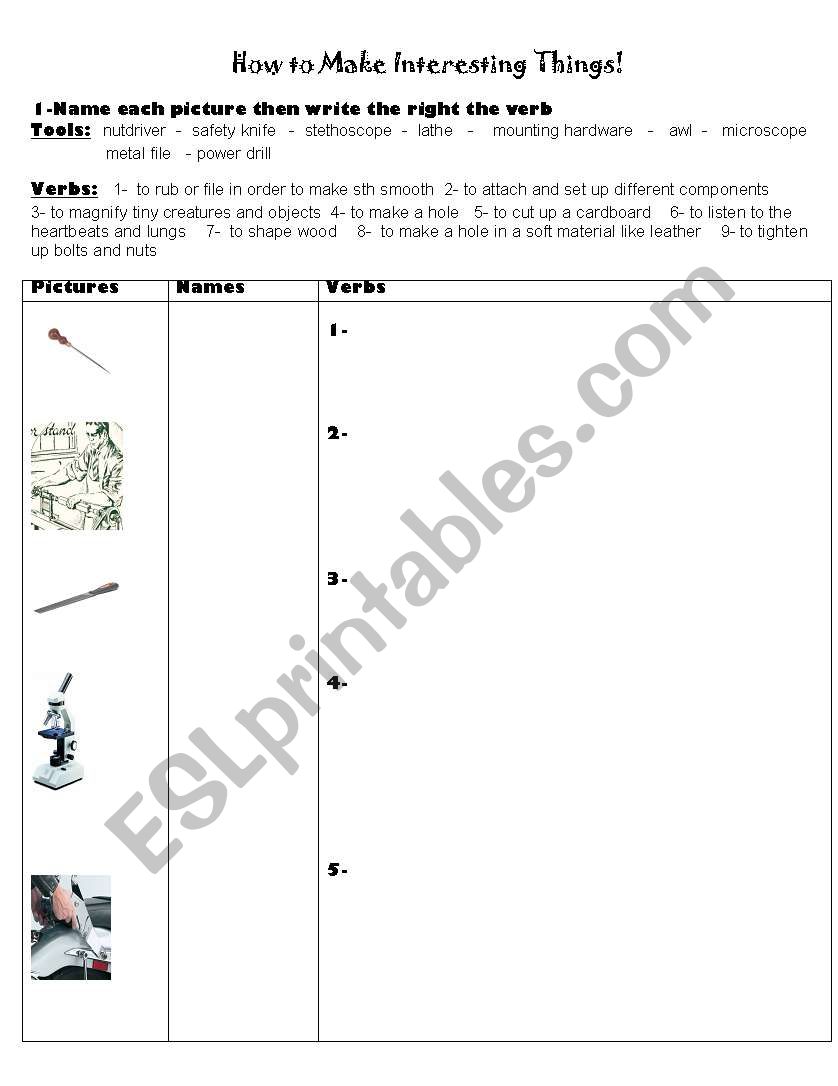 Different Devices worksheet