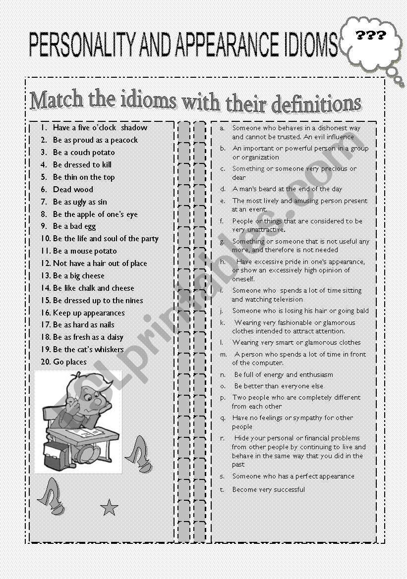 personality and appearance idioms
