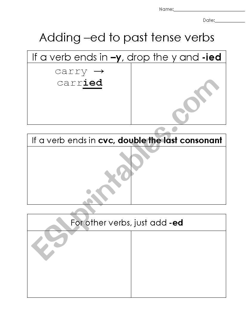 Adding -ed  worksheet