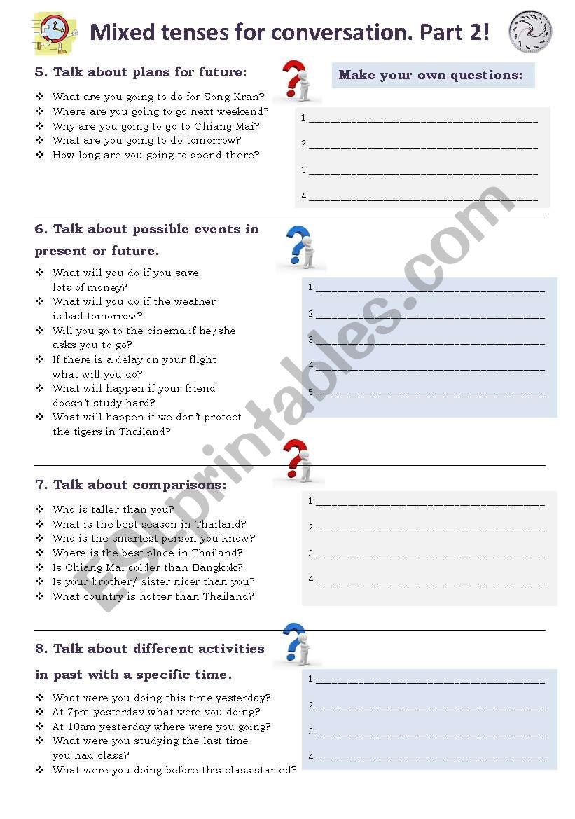 Mixed tenses for conversation. Part 2.