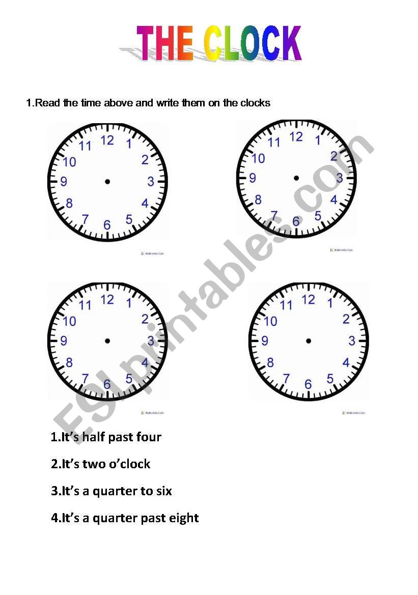 The clock worksheet