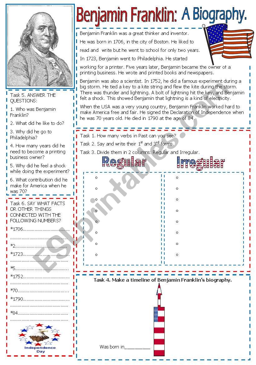 Benjamin Franklin. worksheet