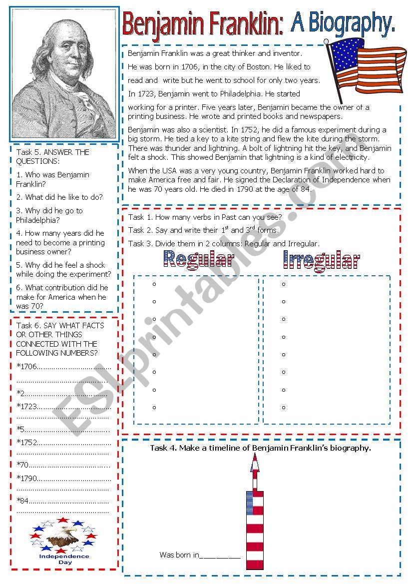 Benjamin Franklin Free Printable Worksheets Printable Templates