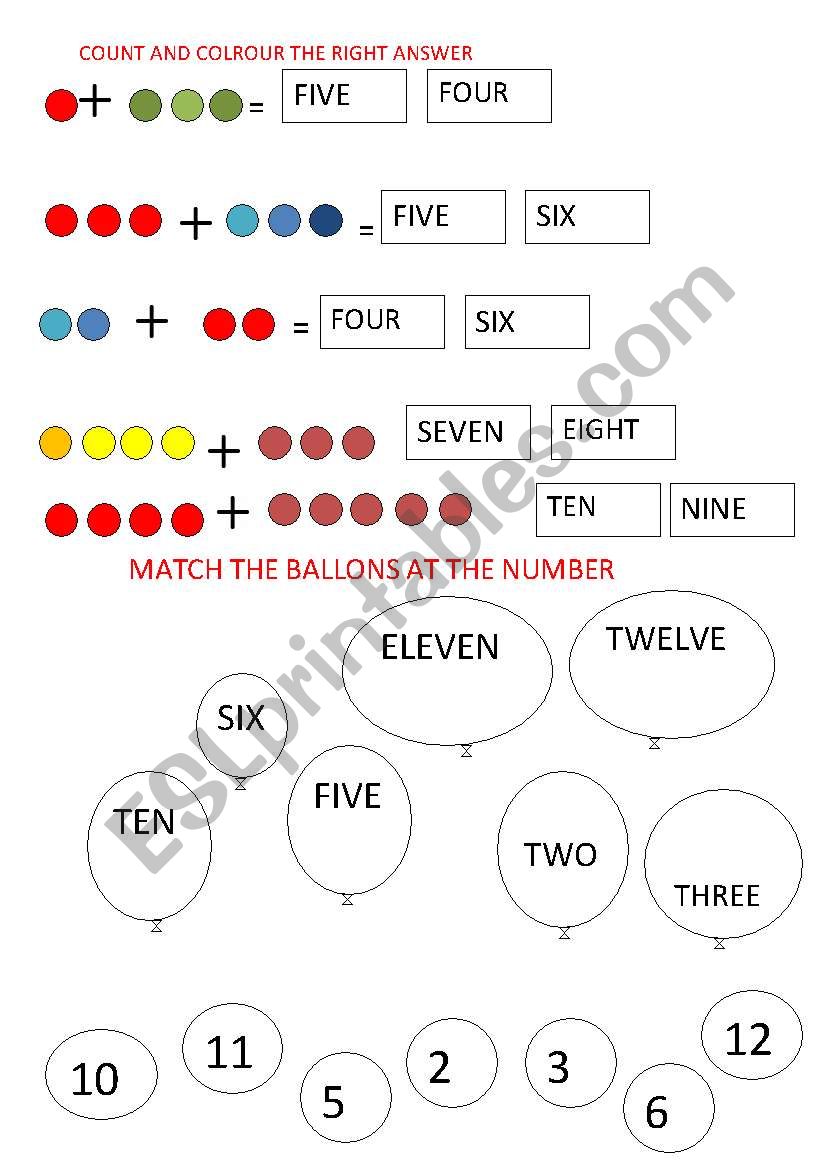 COUNT AND MATCH worksheet