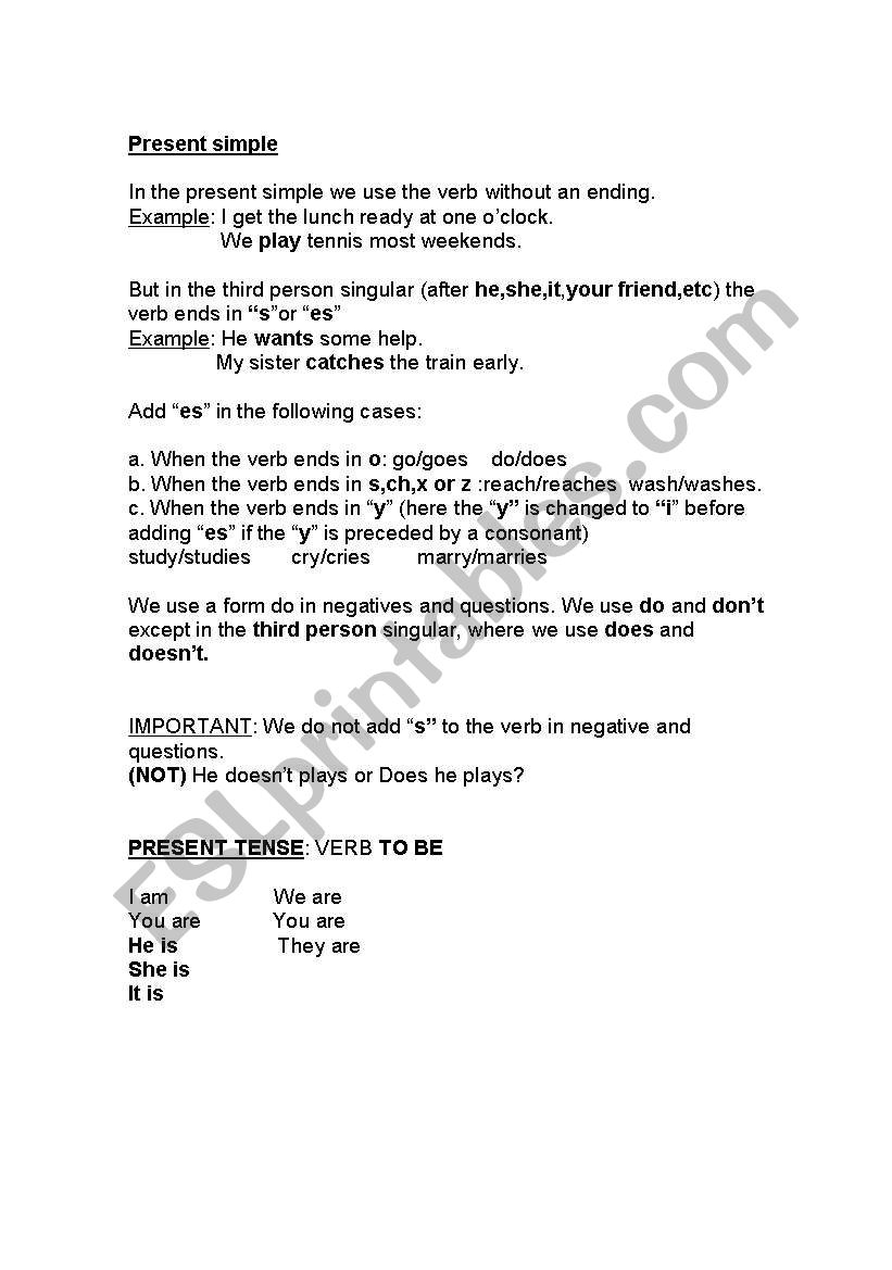 present simple  worksheet