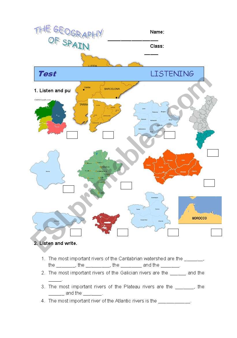 The geography of Spain worksheet
