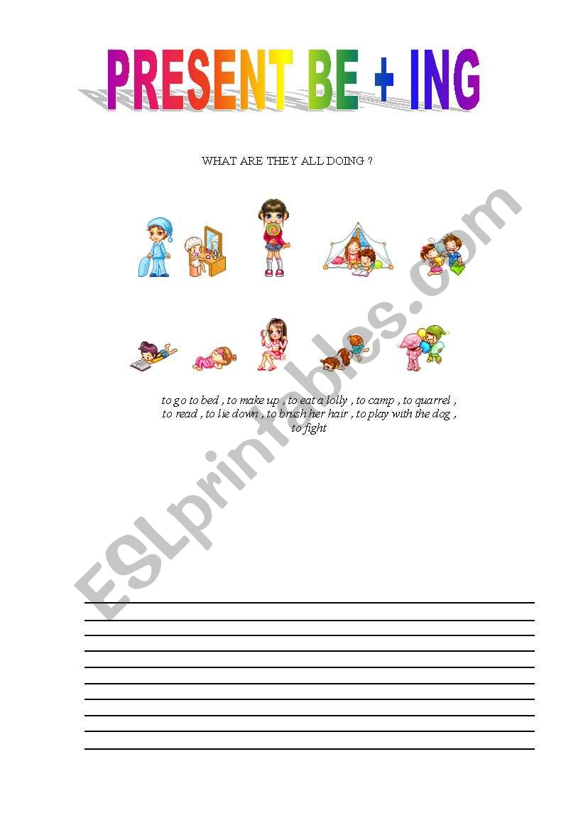 present be + ing worksheet