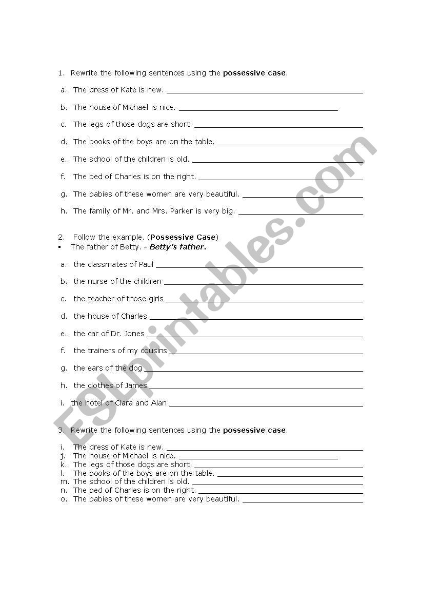 Genitive Case worksheet