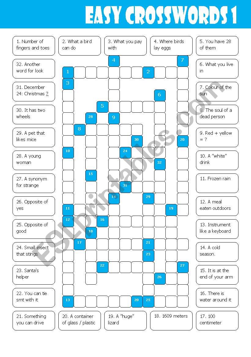 Easy Crosswords 1 worksheet