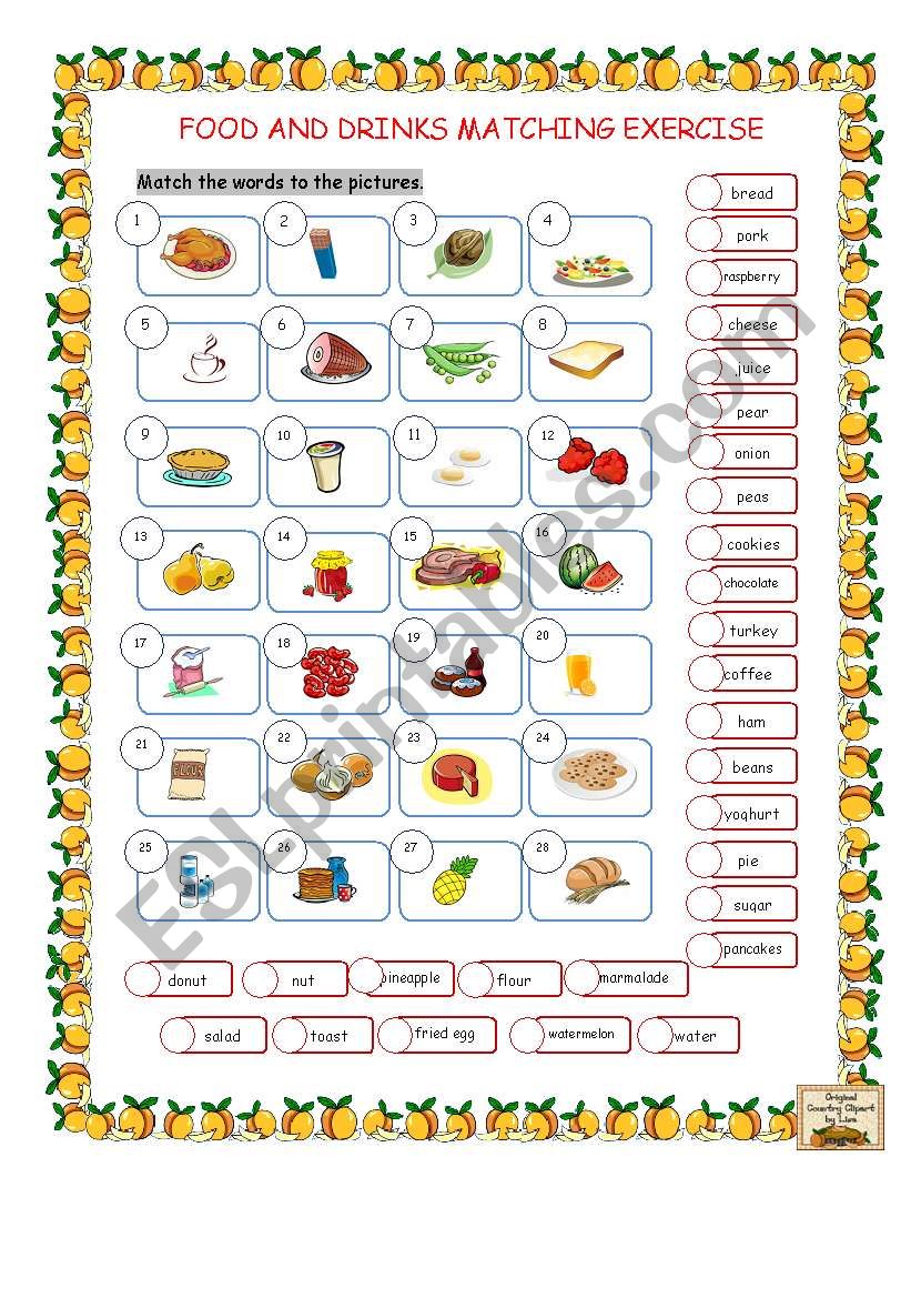 Food and Drinks Matching worksheet
