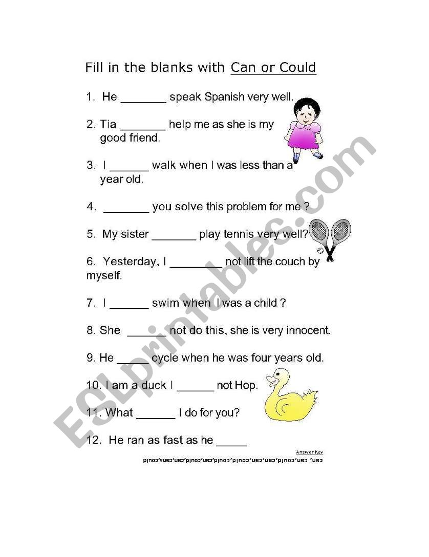 can / could worksheet