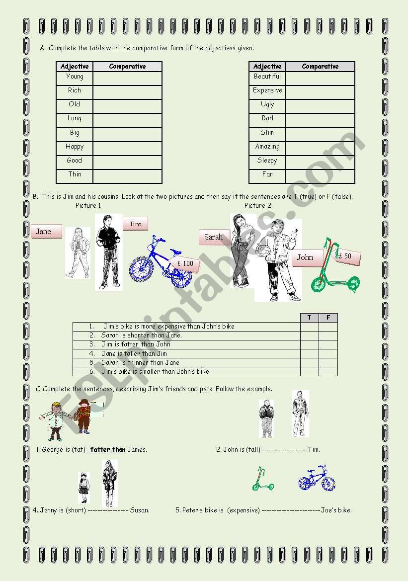 Comparative form worksheet