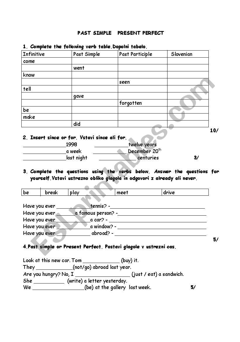 Past Simple and Present Perfect