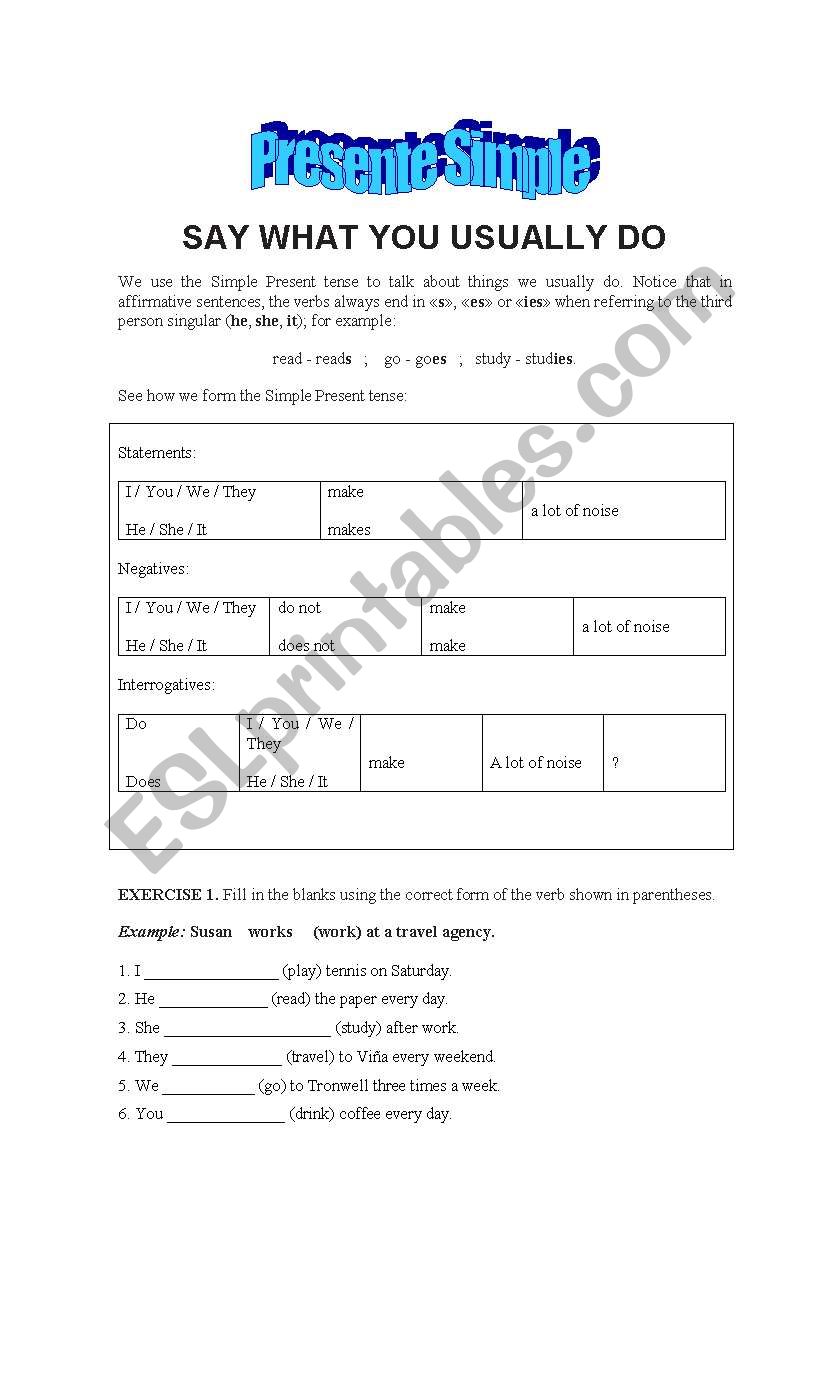 the simple present tense worksheet