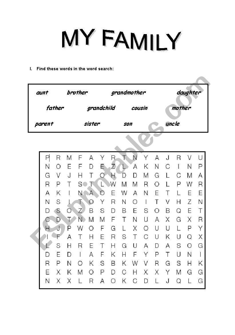 MY FAMILY worksheet