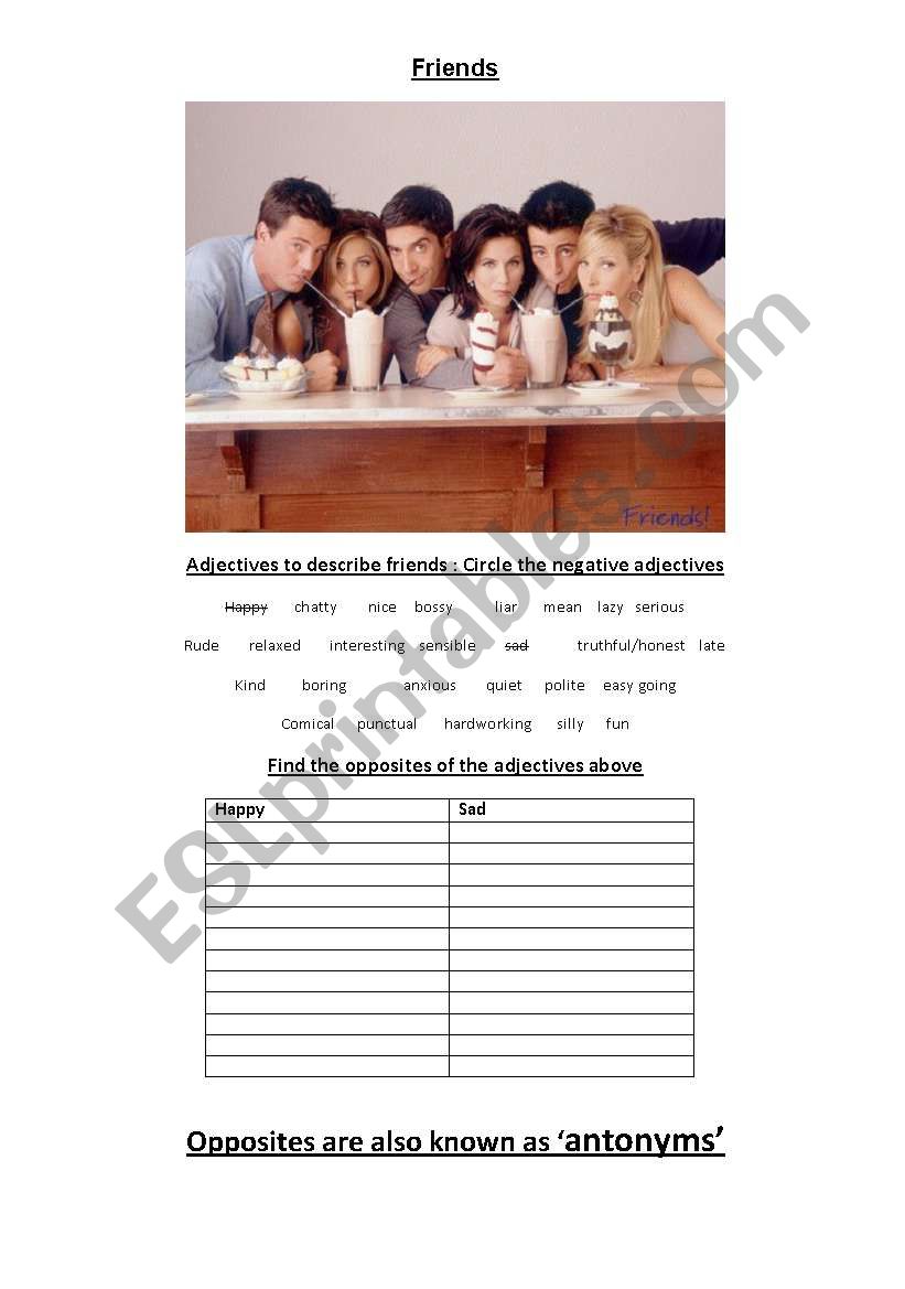 Antonyms worksheet