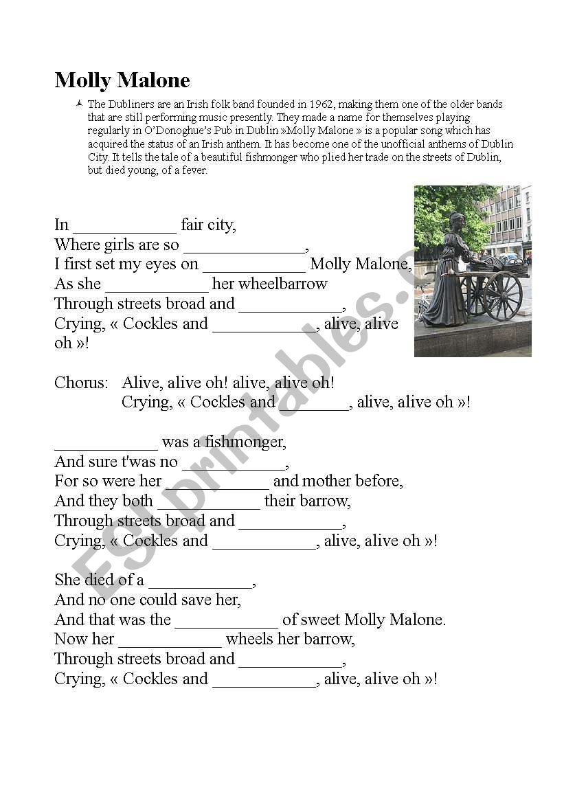 Ireland - Molly Malone worksheet