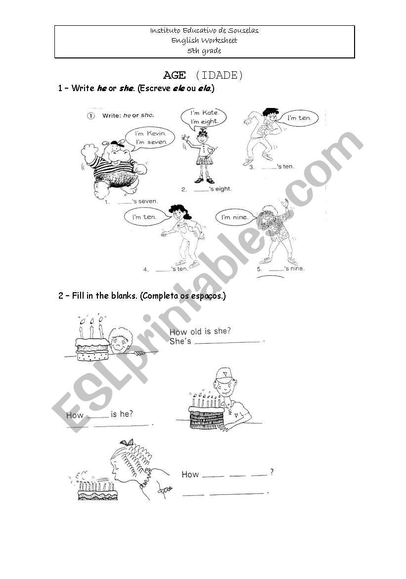 Age - 5th grade worksheet