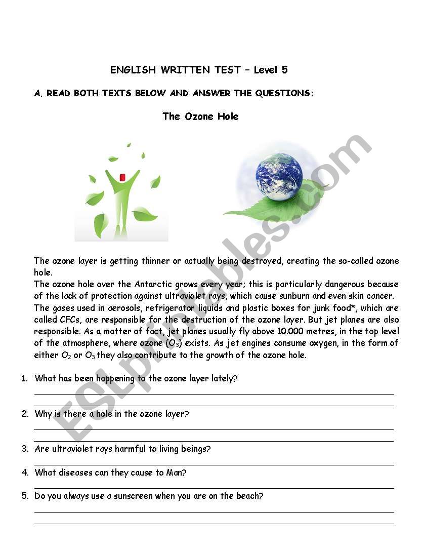 Test on the Environment worksheet