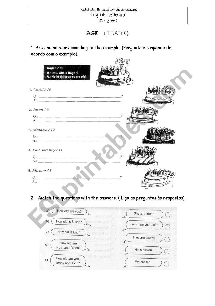 Age - 5th grade worksheet