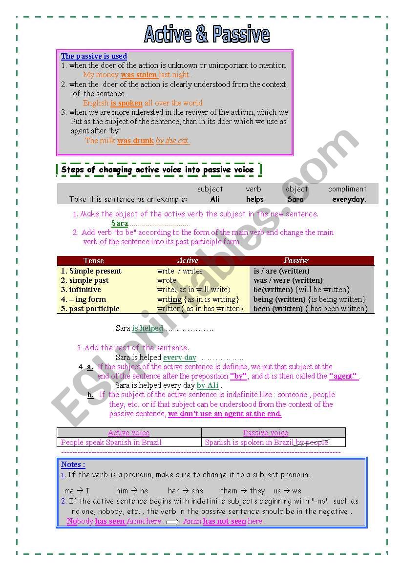 Active & passive  worksheet