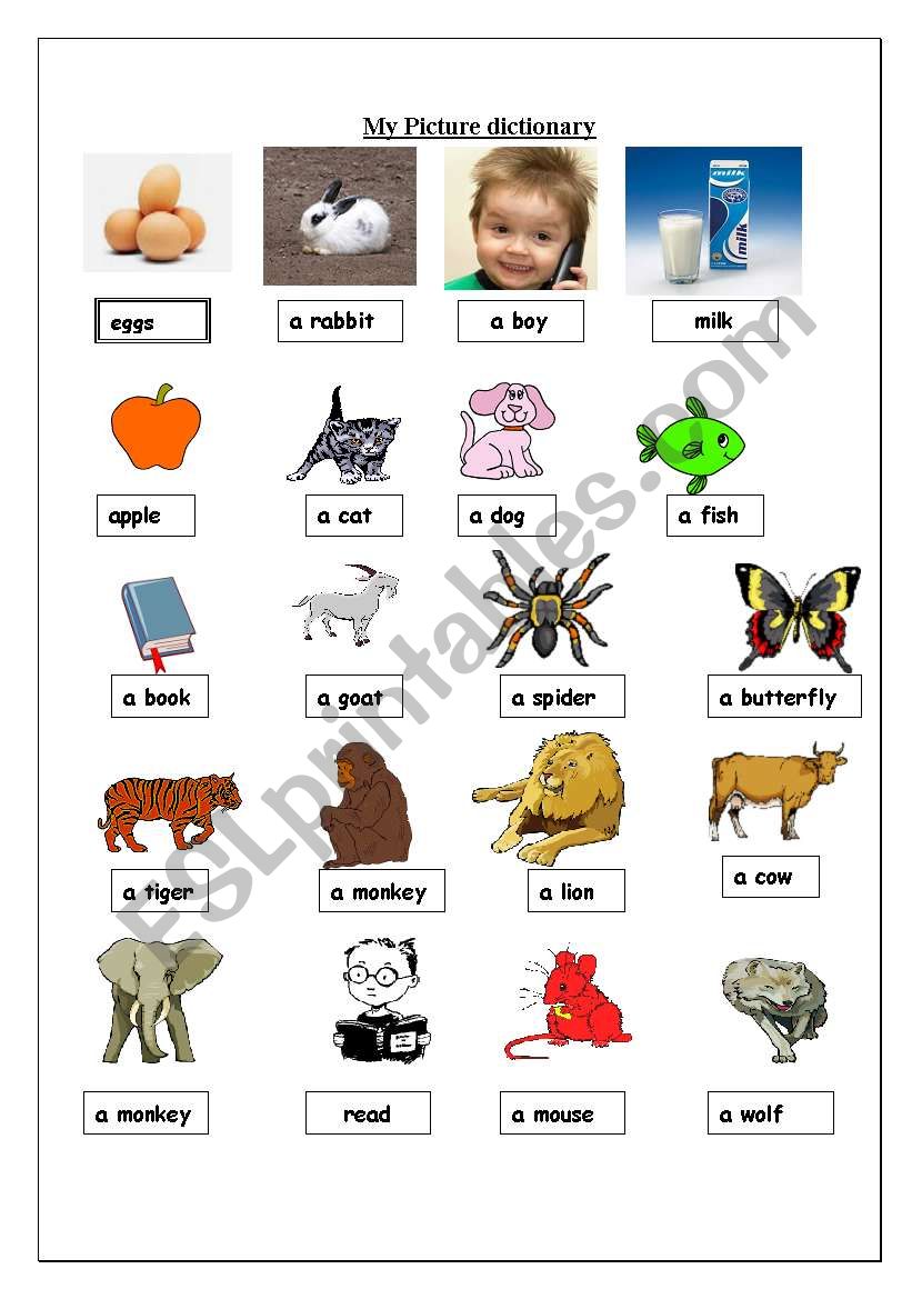 Words for kids worksheet