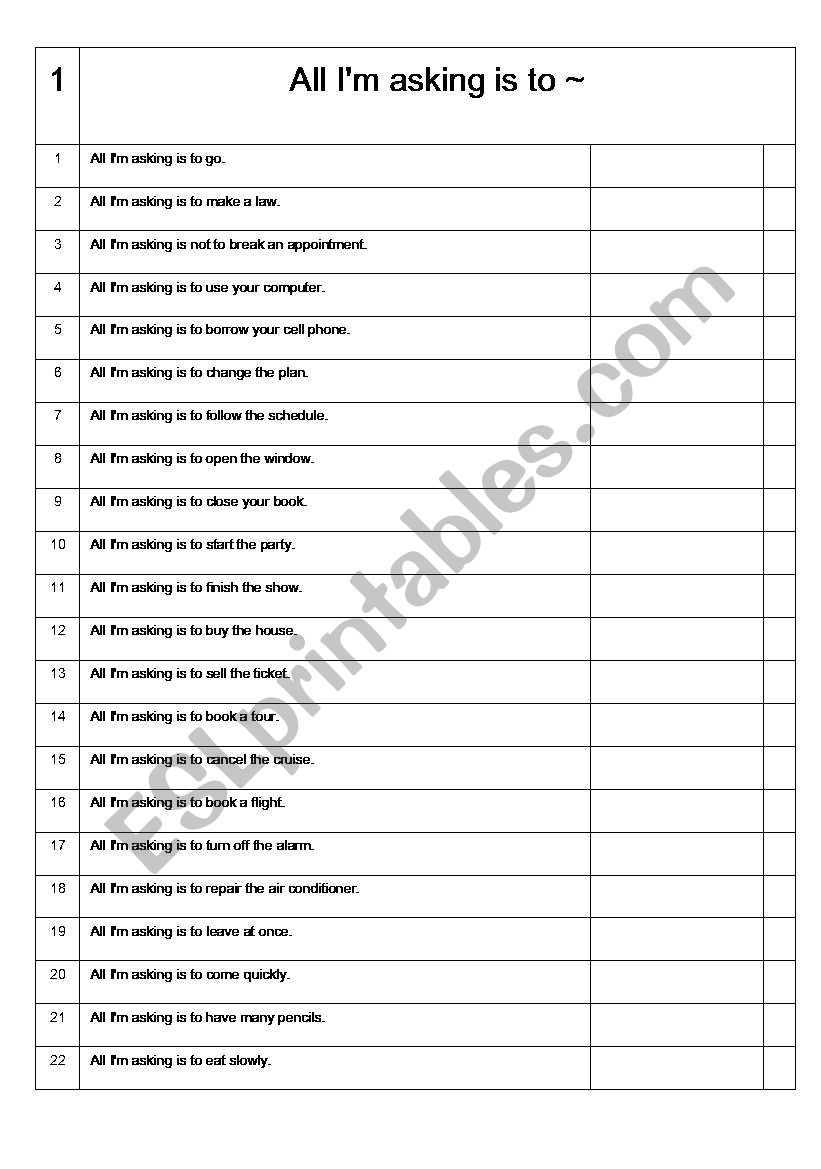 All I am asking is to worksheet
