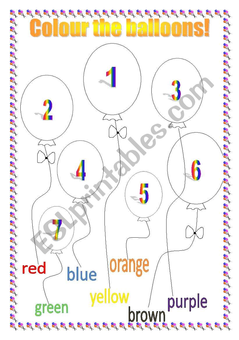 Balloons - colouring worksheet