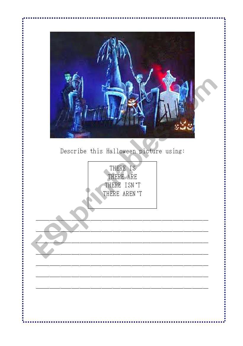 Halloween picture description worksheet