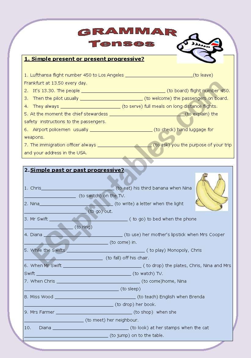 Tenses (Revision) worksheet